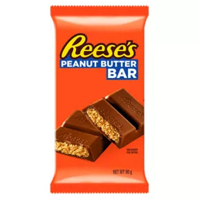 Reese's Peanut Butter Bar 90g wrapped chocolate treat with peanut butter crème filling, perfect for sweets lovers.