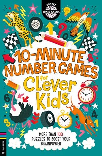 Cover of 10-Minute Number Games for Clever Kids® featuring colorful illustrations and puzzle highlights.