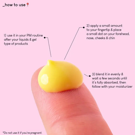 Infographic showing how to use Geek & Gorgeous 101 A-Game 5, with application steps on a finger.