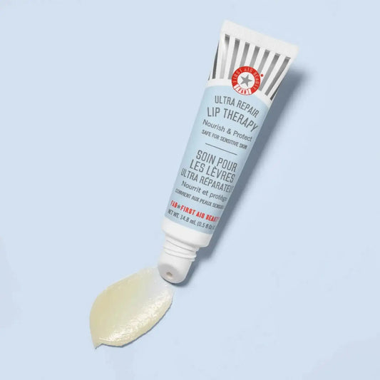 First Aid Beauty Ultra Repair Lip Therapy tube with moisturizing balm, nourishing and hydrating dry lips, 14.8ml.