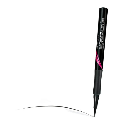 Maybelline Hyper Precise All Day Liner in Matte Black with a sharp wing line created using the 0.4mm brush.