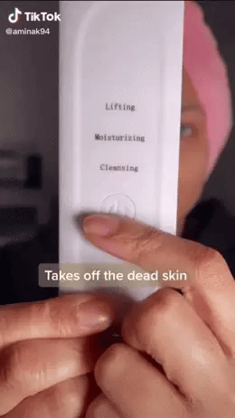 LUX SKIN® Sonic Exfoliating Wand showing features: Lifting, Moisturizing, Cleansing for clear skin.