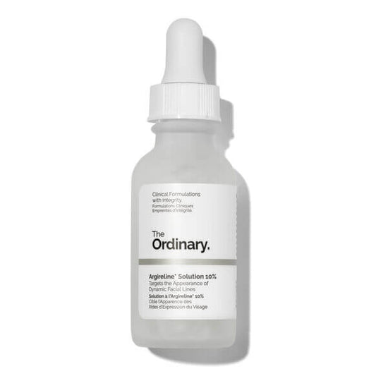 The Ordinary Argireline Solution 10% 30ml serum bottle, designed to target fine lines and promote youthful skin.
