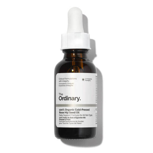 The Ordinary 100% Organic Cold-Pressed Rose Hip Seed Oil 30ml for revitalizing skincare and age-defying benefits.
