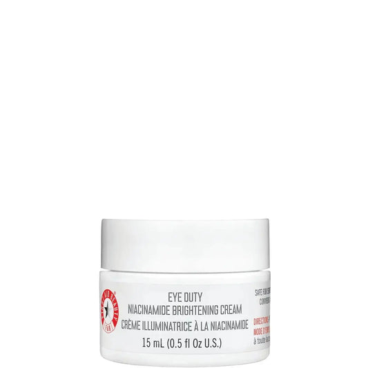 First Aid Beauty Eye Duty Niacinamide Brightening Cream 15ml jar for dark circle treatment and hydration.