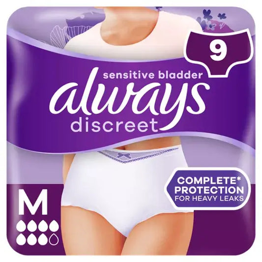 Always Discreet Women Plus M Incontinence Pants for sensitive bladders with complete protection for heavy leaks.