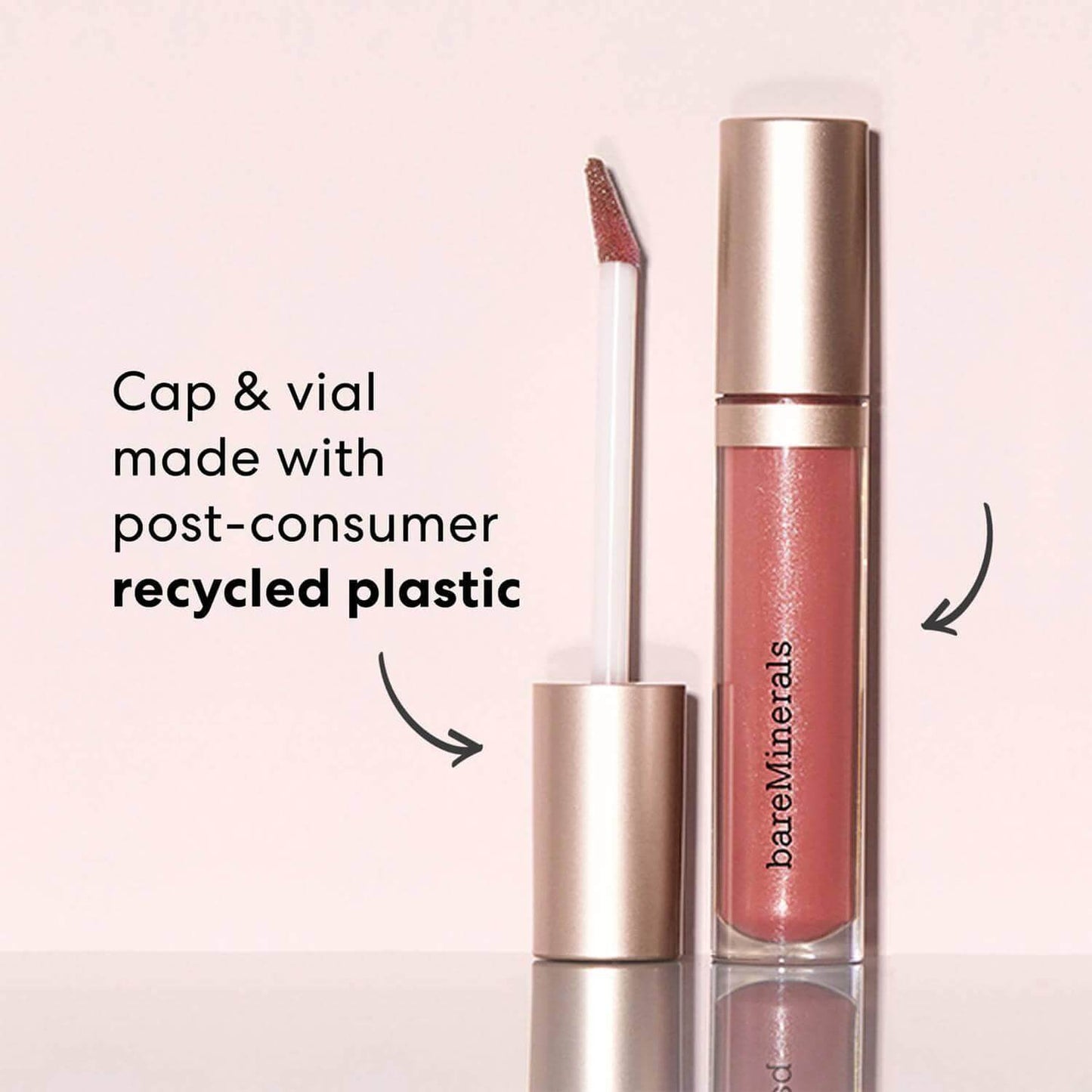 bareMinerals Mineralist Gloss-Balm in recycled packaging with applicator, showcasing eco-friendly lip care.