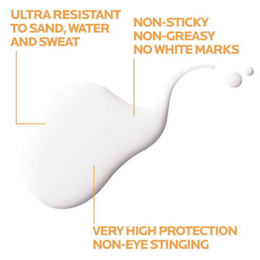 Texture of La Roche-Posay Anthelios UVMUNE 400 cream showcasing its non-sticky, non-greasy formula and very high protection.