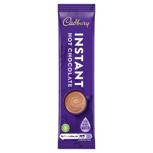 Cadbury Instant Hot Chocolate Powder sachet, perfect for quick preparation of creamy hot chocolate.