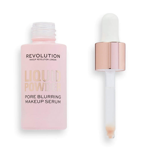 Makeup Revolution Liquid Powder Pore Blurring Serum 19ml with dropper for reducing pores and mattifying skin.
