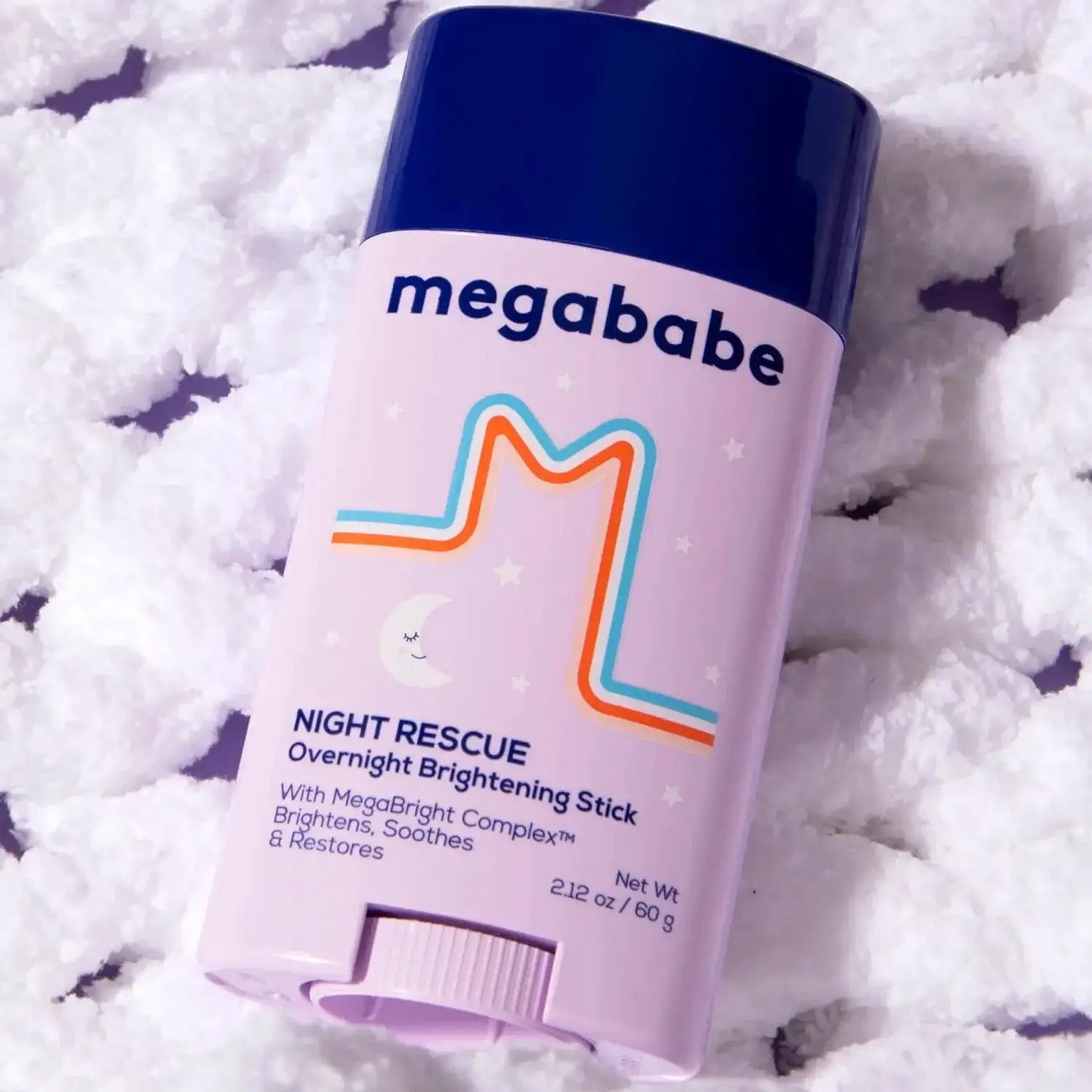 Megababe Night Rescue Overnight Brightening Stick 60g, formulated to brighten and soothe skin overnight.