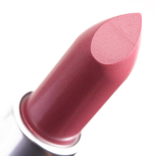 MAC Lustreglass Lipstick in Syrup, a medium-dark pink with a pearl finish for smooth, nourished lips.