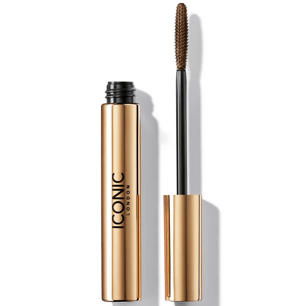 ICONIC London Triple Threat Mascara tube and wand showcasing bold volume and dramatic length.