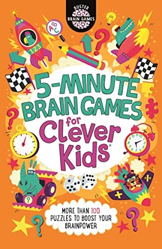 Cover of 5-Minute Brain Games for Clever Kids®, featuring colorful puzzles to boost brainpower.