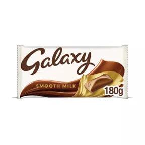 Galaxy Smooth Milk Chocolate Block Bar 180g, vegetarian-friendly chocolate perfect for indulgent treats.