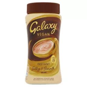 Galaxy Vegan Instant Silky & Smooth Hot Chocolate Drink 250g packaging featuring a creamy hot chocolate swirl.