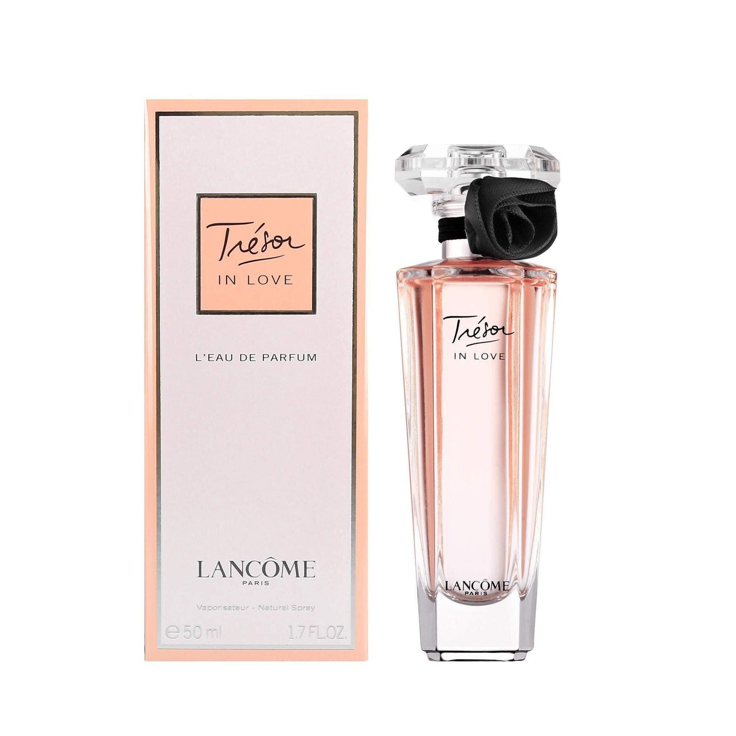 Lancome TRÉSOR IN LOVE 50ml perfume bottle with box, embodying romance with floral notes.