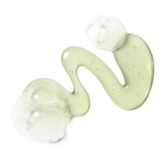 Biossance Squalane Amino Aloe Gentle Cleanser gel swatch, showcasing its foaming texture and hydrating formula.