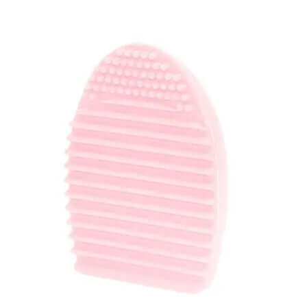 Brushworks Brush Cleaner Tool in pink, designed for effective and ergonomic makeup brush cleaning.