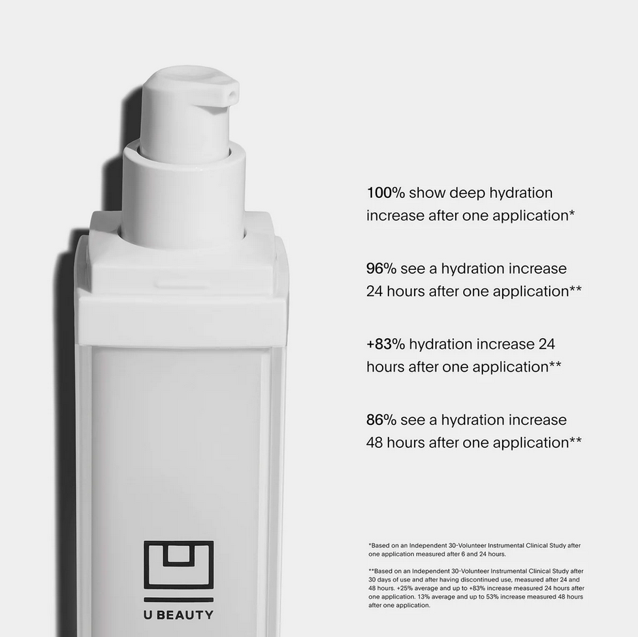 Skincare U Beauty Super Smart Hydrator bottle with hydration benefits text on a white background