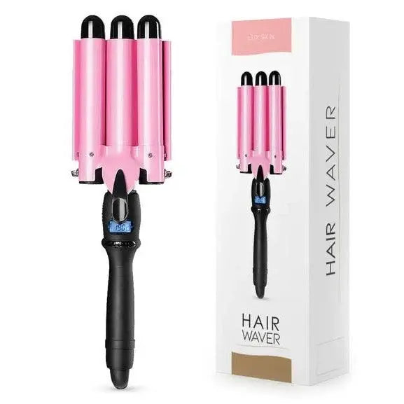 LUX SKIN® Hair Waver with three XL ceramic barrels for effortless wavy hairstyles in seconds.