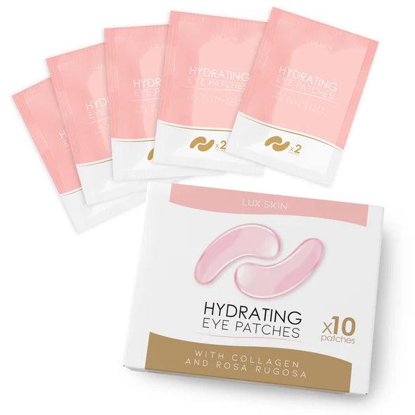 LUX SKIN® Hydrating Eye Patches 5 Pack, pink eye patches with collagen for reducing dark circles and puffiness.
