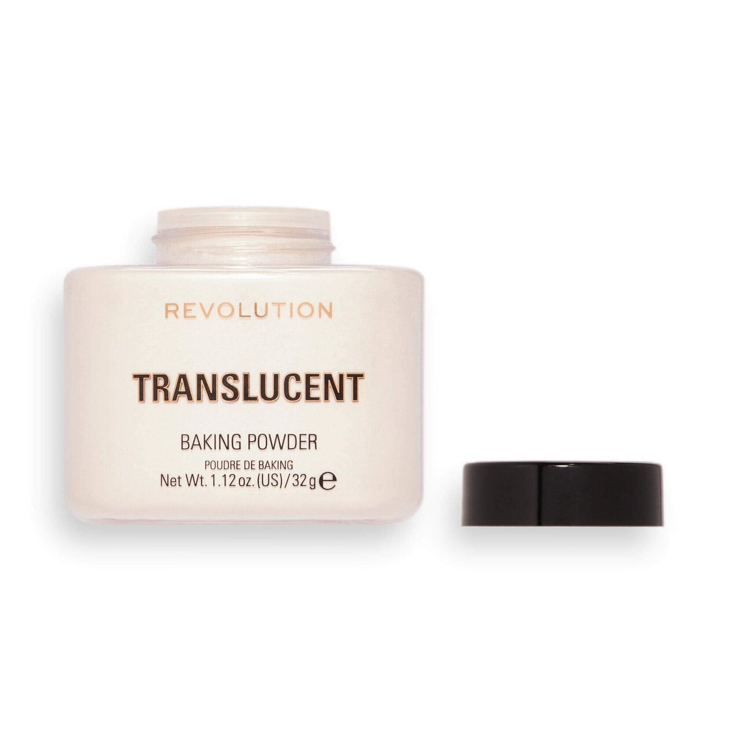 Makeup Revolution Loose Baking Powder in Translucent, ideal for setting makeup and balancing skin tone.
