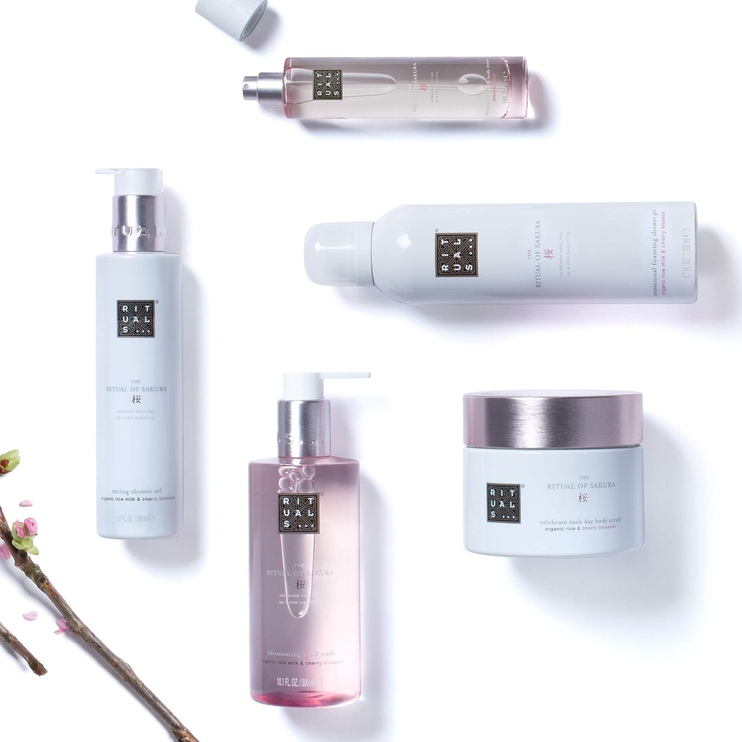 Collection of Rituals skincare products with a brand logo on a white background