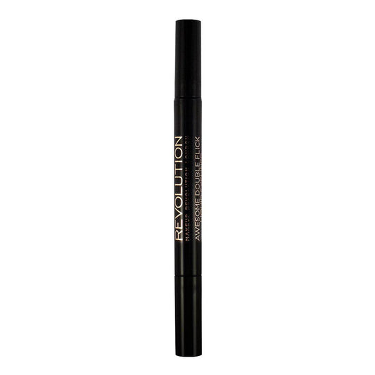 Revolution Thick & Thin Double Flick Liquid Eyeliner for precise lines and bold flicks in super intense black.