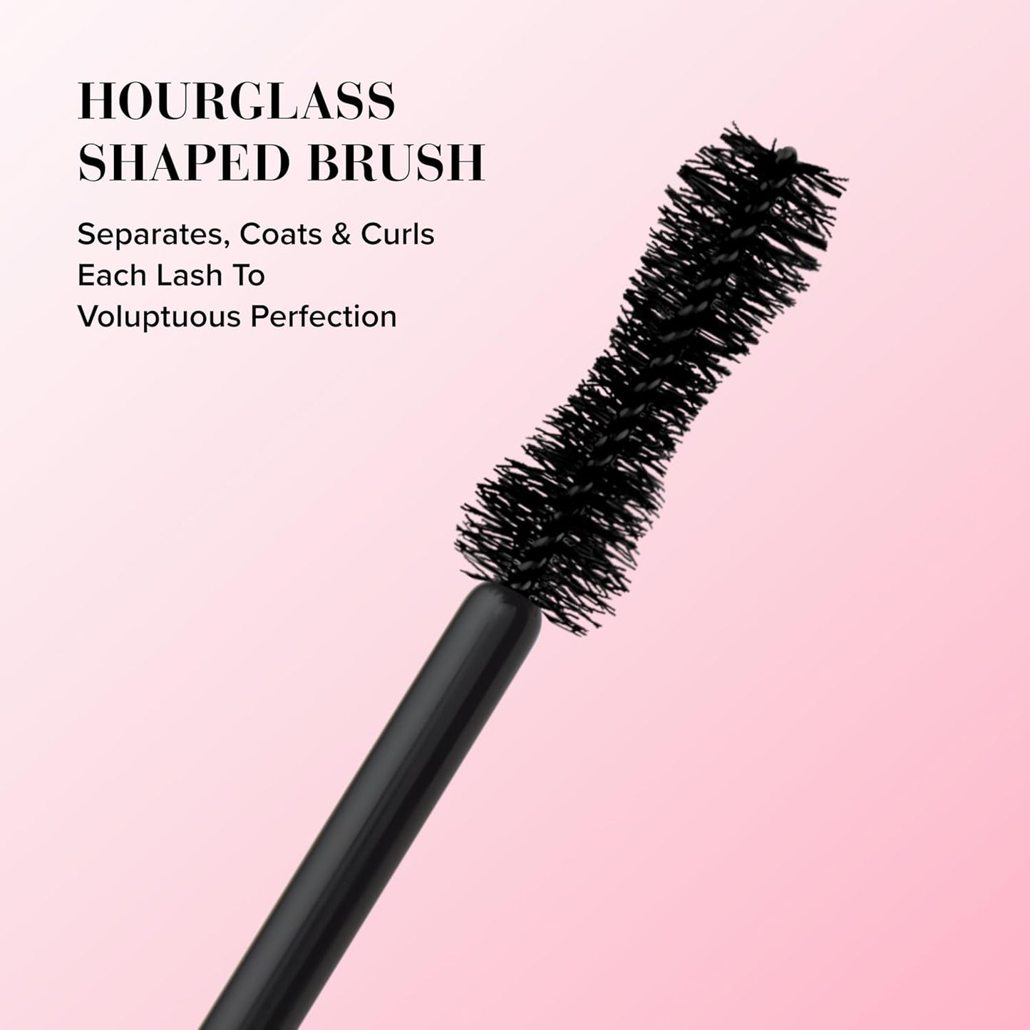 Too Faced Hourglass shaped brush with text on a pink background