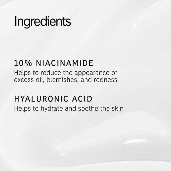 Ingredients of The INKEY List Niacinamide Serum: 10% Niacinamide for oil control and blemish reduction, Hyaluronic Acid for hydration.
