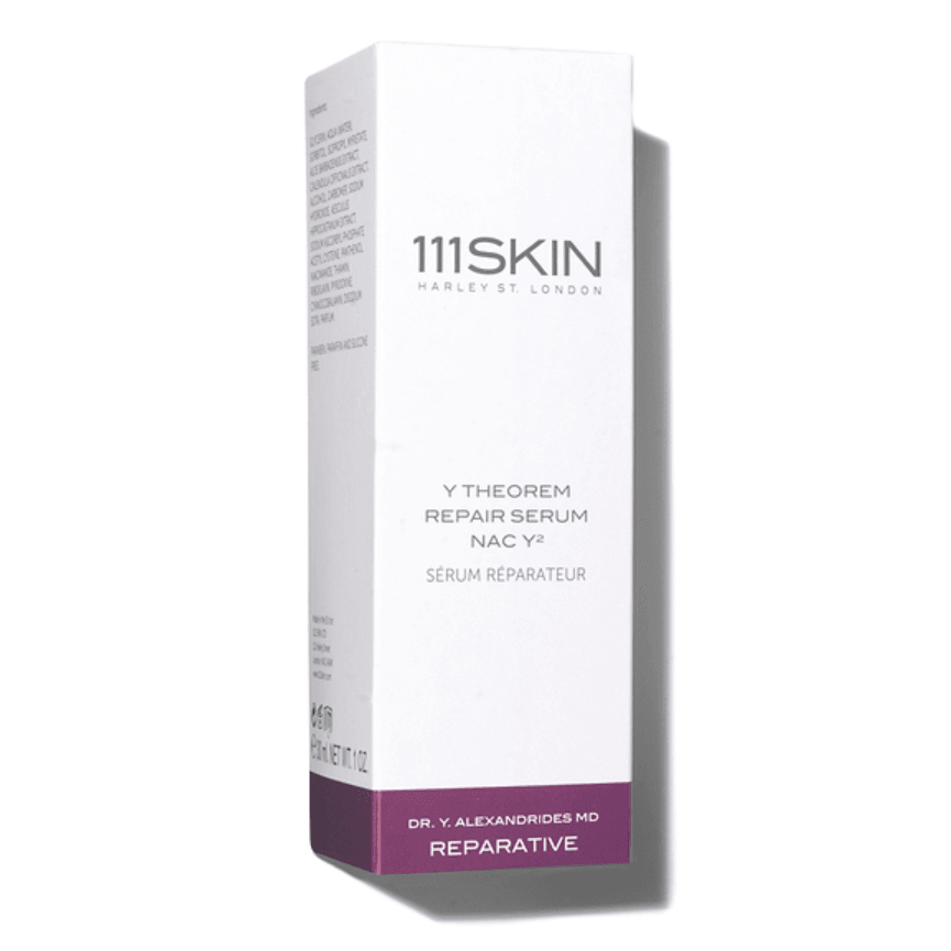 111SKIN Y Theorem Repair Serum box packaging, 30ml, designed for youthful, rejuvenated skin.