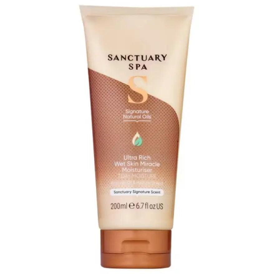 Sanctuary Spa Ultra Rich Wet Skin Moisture Miracle 200ml tube for silky, hydrated skin with shea and cocoa oils.