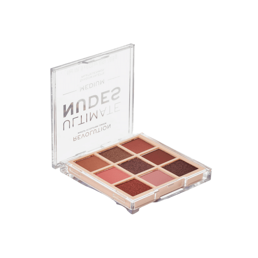 Revolution Ultimate Nudes Shadow Palette Medium with nine shades for everyday and glam looks.