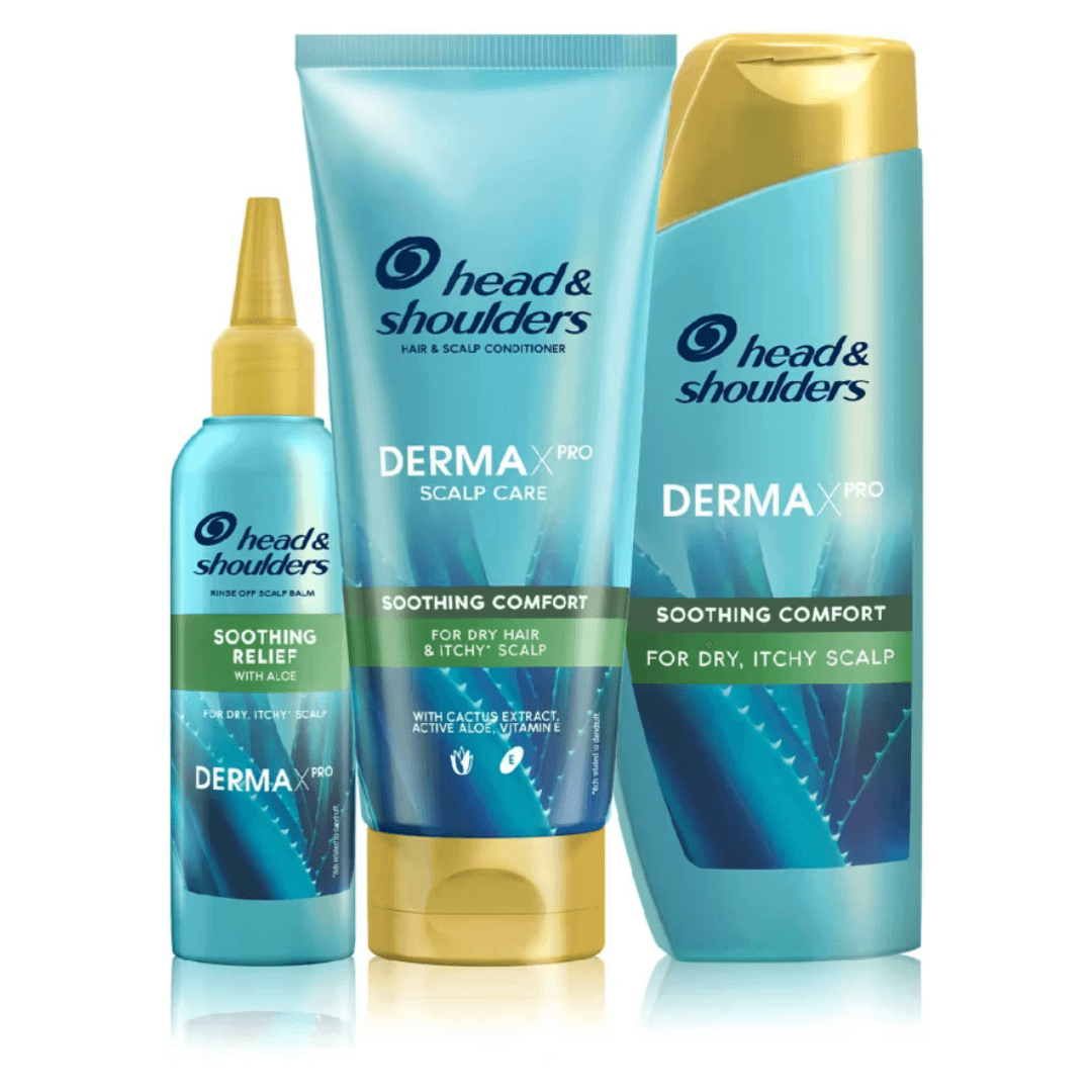 Head & Shoulders DERMAXPRO hair care bundle for soothing dry, itchy scalp with active aloe and cactus extract.
