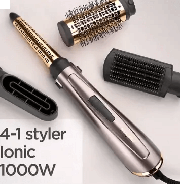 BaByliss Air Style 1000, 4-in-1 ionic styler with multiple attachments for versatile hair styling.