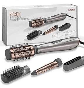 BaByliss Air Style 1000 hair styling tool with attachments, showcasing versatile styling options for salon-quality results.