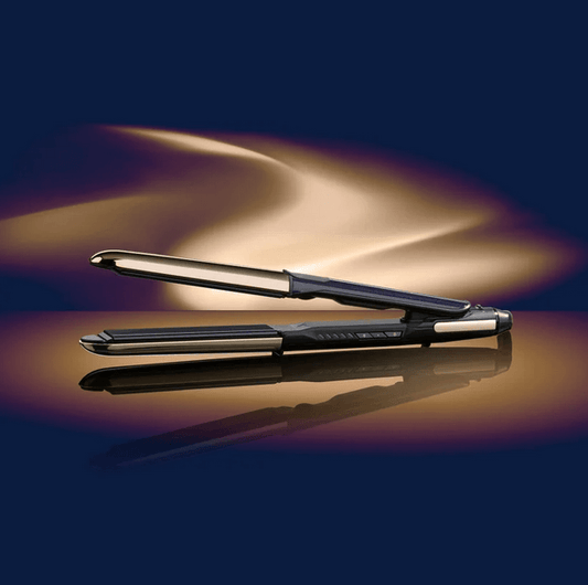 BaByliss Black Onyx Straight & Curl Straightener showcasing sleek design and luxurious finish.