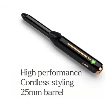 BaByliss Cordless Curling Tong with 25mm barrel for high-performance styling, ideal for effortless curls anytime.