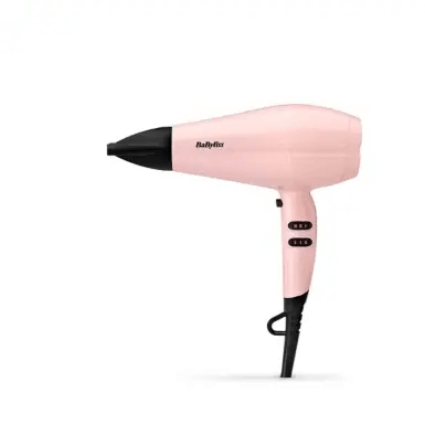 BaByliss Rose Blush Hair Dryer in pink with ionic technology and 2200W power for fast, smooth drying results.