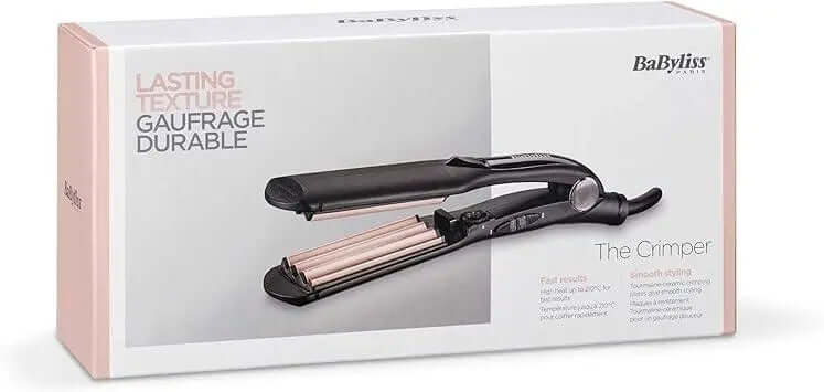BaByliss The Crimper packaging featuring a professional crimper design for textured hair styling.