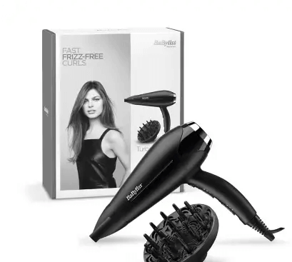 BaByliss Turbo Smooth 2200W Hair Dryer with diffuser for frizz-free curls and volume.