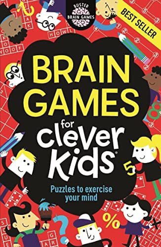 Brain Games for Clever Kids® workbook cover featuring puzzles to enhance memory and cognitive skills.