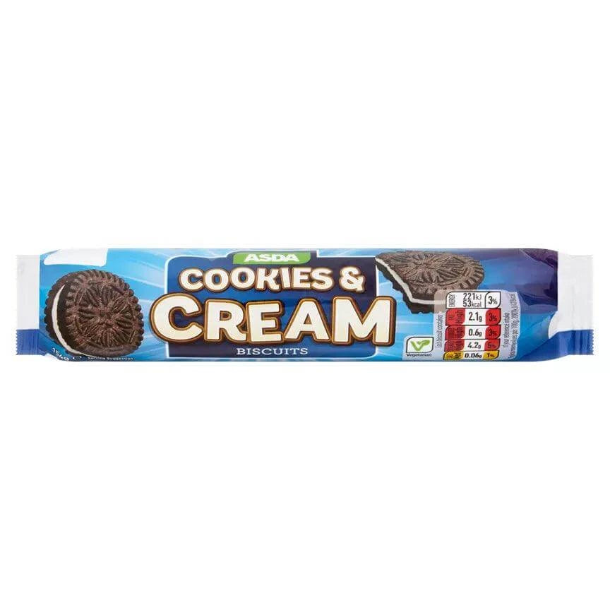 ASDA 154g Cookies Cream Biscuits Suitable For Vegetarians The asda-154g-cookies-cream-biscuits-suitable-for-vegetarians-the