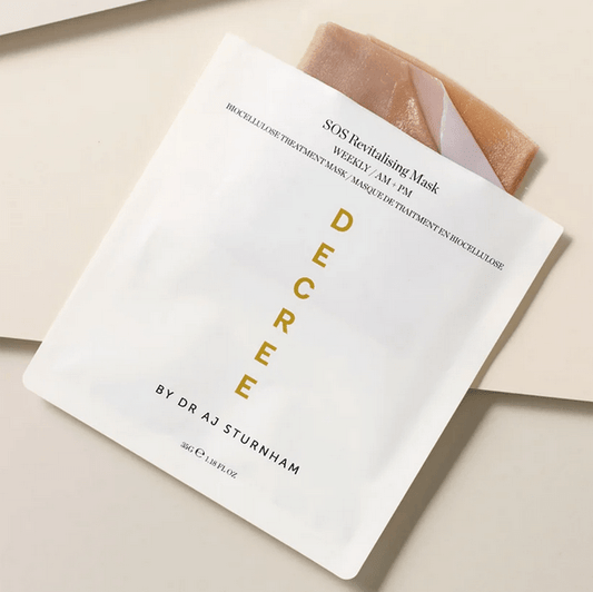 Decree SOS Revitalising Mask by Dr AJ Sturnham, single-use skincare treatment pack for home-spa glow.