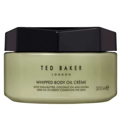 Ted Baker Jasmine & Lime Blossom Whipped Body Oil Crème 300ml, infused with shea butter, coconut oil and jojoba seed oil.