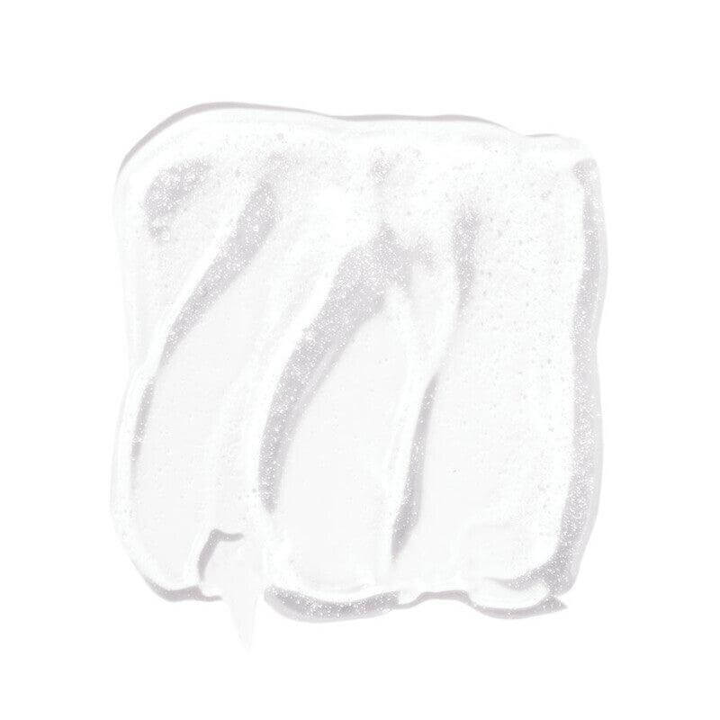 e.l.f Lip Lacquer swatch showing a glossy, sheer white texture with shimmering finish on a white background.