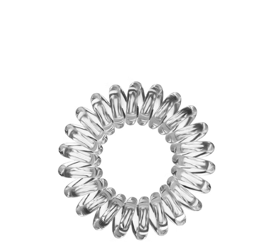 Brushworks Wonder Bobble Clear hair tie, a spiral design ideal for comfortable and headache-free hair styling.