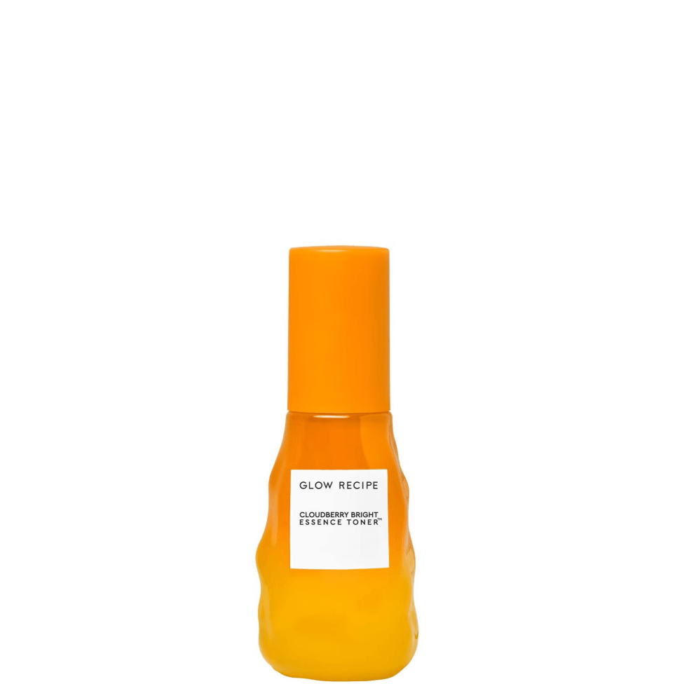 Glow Recipe Cloudberry Bright Essence Toner in a travel-sized bottle for radiant, hydrated skin.