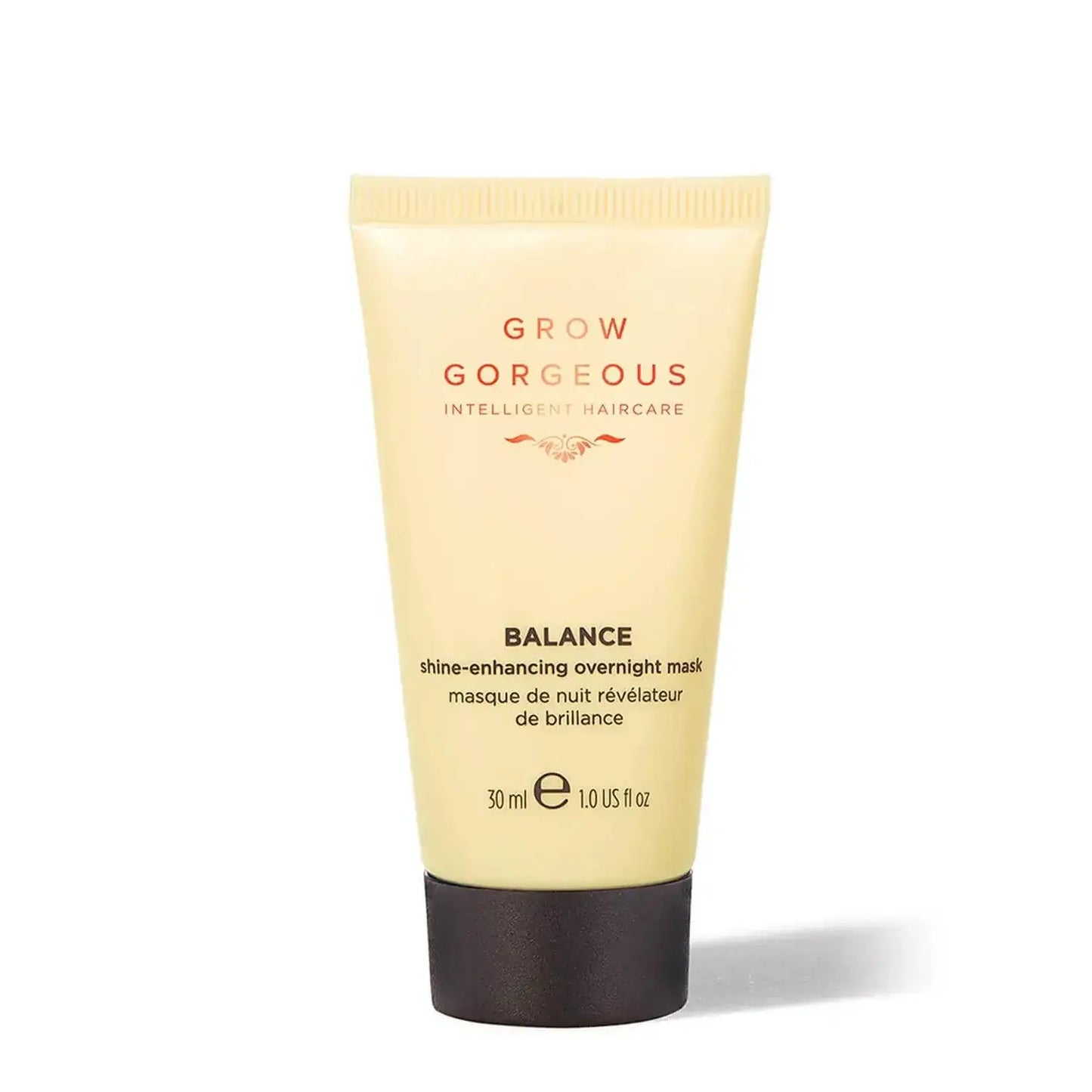 Grow Gorgeous Balance Overnight Mask 30ml in a tube, designed for nourishing and smoothing hair overnight.